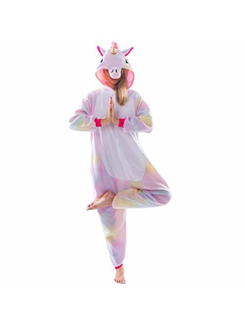 Spooktacular Creations Unisex Adult Pajama Plush Onesie One Piece Unicorn Animal Costume