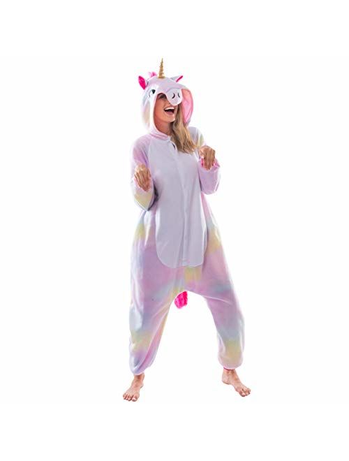 Spooktacular Creations Unisex Adult Pajama Plush Onesie One Piece Unicorn Animal Costume