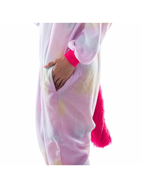 Spooktacular Creations Unisex Adult Pajama Plush Onesie One Piece Unicorn Animal Costume