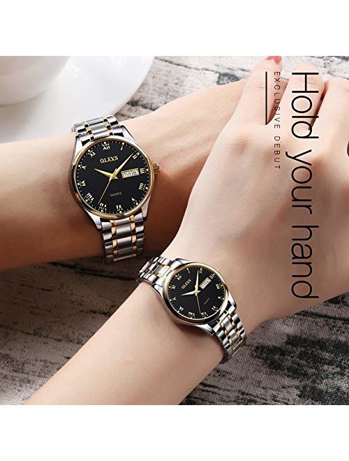 OLEVS Watches for Women Analog Quartz Watch Leather/Stainless Steel Rugged Waterproof Watches Roman Numeral Unique Calendar Date Business Wrist Watch
