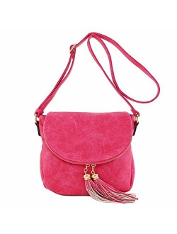 Tassel Accent Crossbody Bag with Flap Top