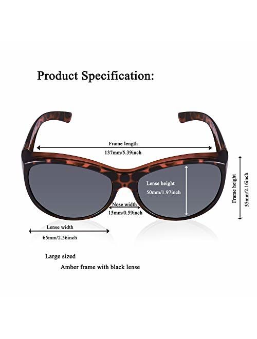 Buy Br'Guras Polarized Oversized Sunglasses Wear over Prescription 