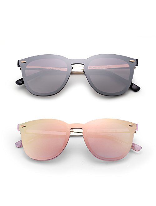 JIM HALO Trendy Rimless Sunglasses Mirror Reflective Sun Glasses for Women Men