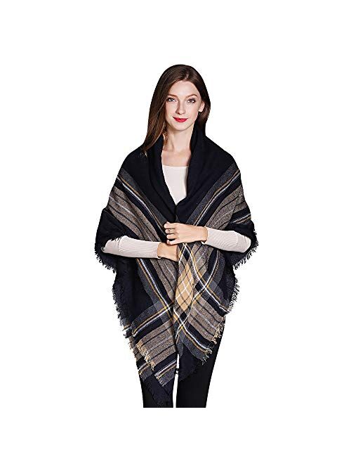 Scarfs For Women, HITOP Classic Plaid Soft Tartan Blanket Scarf Wrap, Womens Winter Tassel Shawl Scarves