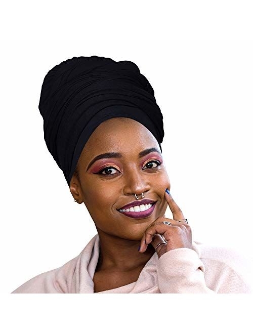 Novarena 30 Solid Colors Soft Stretch Headwraps Headband Long Hair Head Wrap Scarf Turban Tie Jersey Knit African head wraps