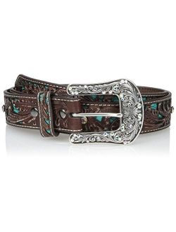 Women's Turquoise Inlay Floral Bling Belt