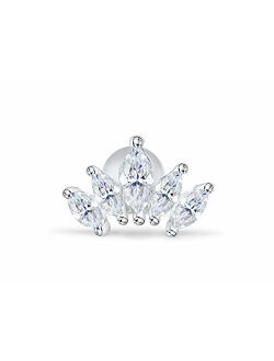 ONDAISY 14k Gold Plated Simulated Diamond Cz Heart Queen Bridal Mermaid Princess Crown Tiara Ear Studs Post Ball Earring Piercing For Women