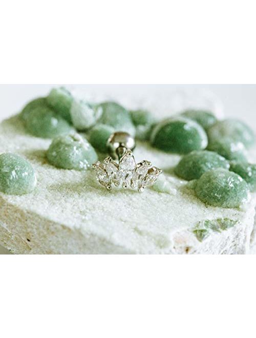 ONDAISY 14k Gold Plated Simulated Diamond Cz Heart Queen Bridal Mermaid Princess Crown Tiara Ear Studs Post Ball Earring Piercing For Women