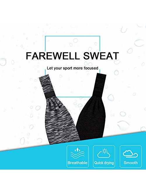 Workout Headband for Women Men - Non slip Sweatband - Stretchy Soft Elastic Head Band - Sports Fitness Exercise Tennis Running Gym Dance Yoga