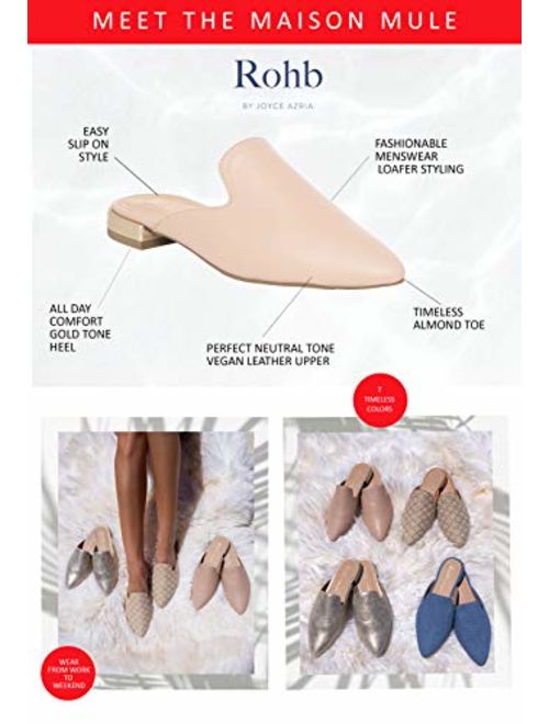 Rohb by Joyce Azria Maison, Soho & Jolie Pointed Toe Flat Backless Slip On Slide Mules for Women