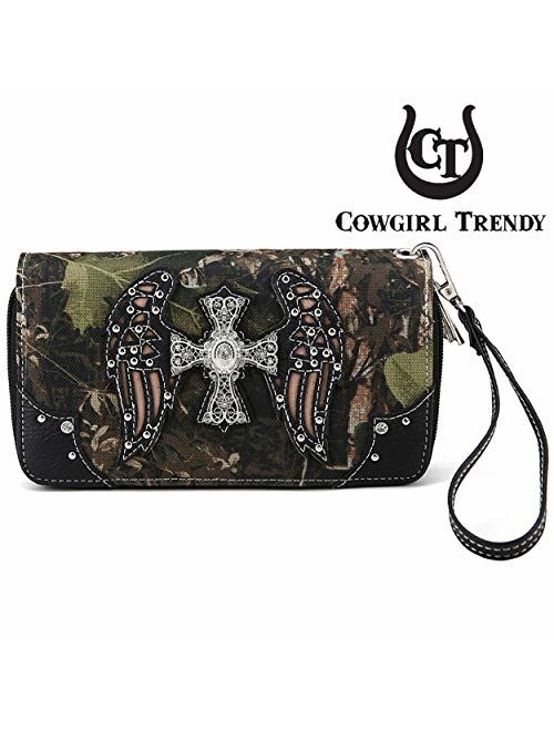 Western Style Camouflage Concealed Carry Purse Buckle Country Studs Women Handbag Shoulder Bag Wallet Set