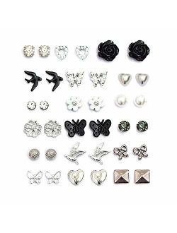 18 Pairs Assorted Multiple Studs Earring Set for Women