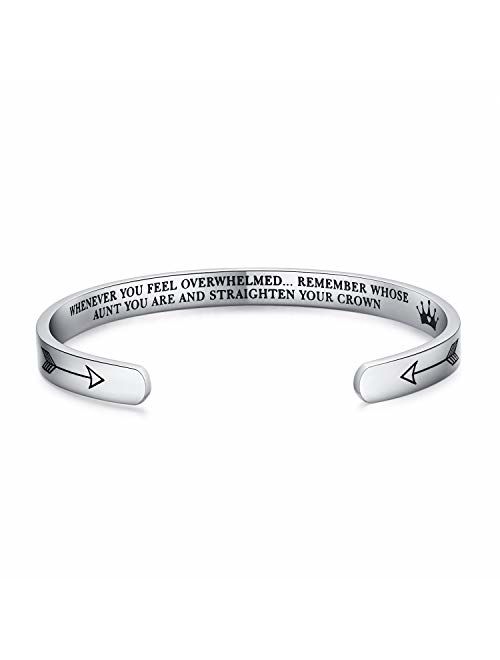 NEWNOVE Inspirational Gifts for Women Straighten Your Crown Bracelet Engraved Mantra Cuff Bangle Birthday Jewelry Gift for Her