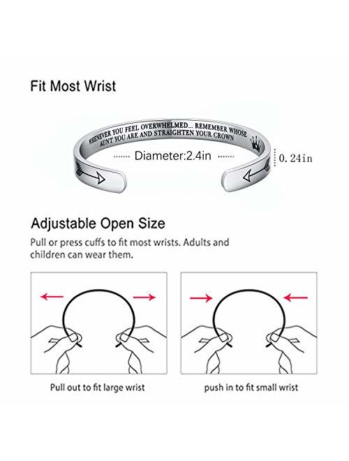 NEWNOVE Inspirational Gifts for Women Straighten Your Crown Bracelet Engraved Mantra Cuff Bangle Birthday Jewelry Gift for Her