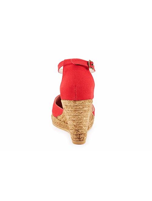 VISCATA Handmade in Spain Estartit 3" Wedge, Soft Canvas, Ankle-Strap, Closed Toe, Espadrilles Heel