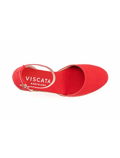 Ankle-Strap VISCATA Handmade in Spain Estartit 3 Wedge Closed Toe Soft Canvas Espadrilles Heel
