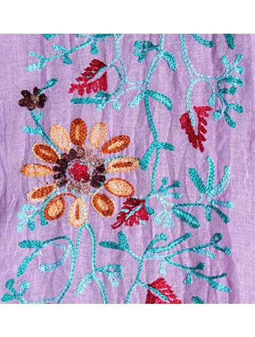 LuluVin Women's Scarf Cotton Embroidered Lightweight Shawl Wrap