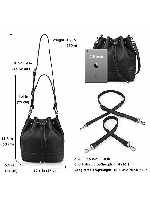 AFKOMST Drawstring Bucket Bag for Women Large Crossbody Purse and Shoulder Bag Tote Handbags