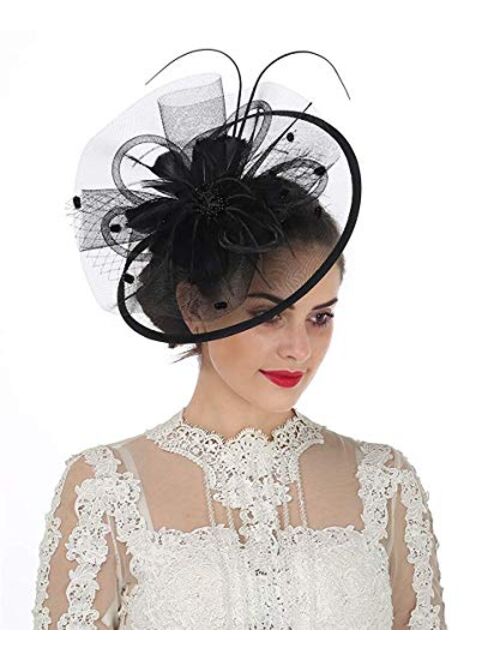 Lucky Leaf Women Girl Fascinators Hair Clip Hairpin Hat Feather Cocktail Wedding Tea Party Hat