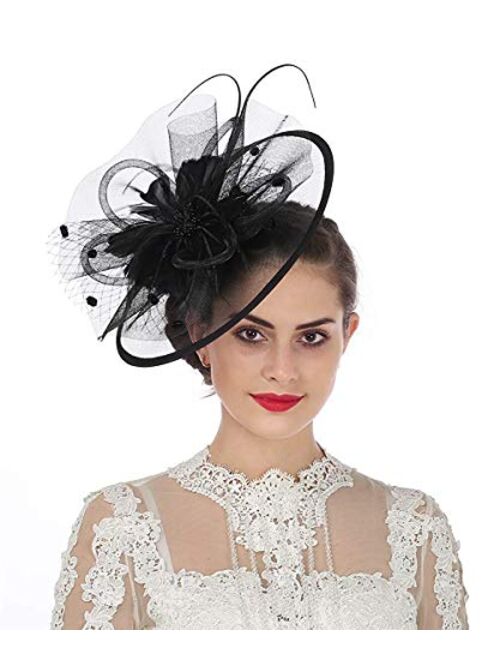 Lucky Leaf Women Girl Fascinators Hair Clip Hairpin Hat Feather Cocktail Wedding Tea Party Hat