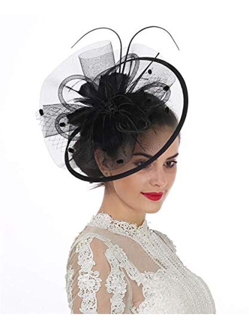Lucky Leaf Women Girl Fascinators Hair Clip Hairpin Hat Feather Cocktail Wedding Tea Party Hat