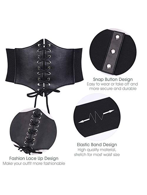 JASGOOD Women’s Elastic Costume Waist Belt Lace-up Tied Waspie Corset Belts for Women