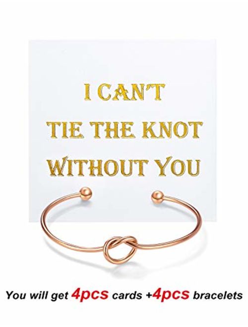 I Can't Tie The Knot Without You Bridesmaid Gift Cards Bridesmaid Bracelets Silver Tone- Set of 4,5,6