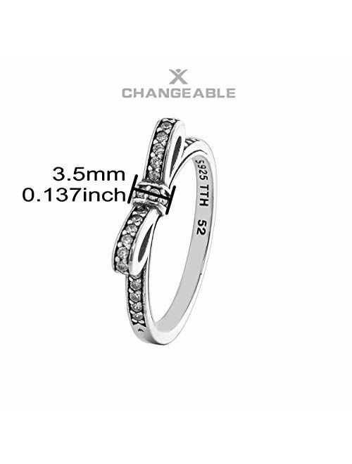 Changeable 925 Sterling Silver Ring for Wedding and Promise Multiple Options