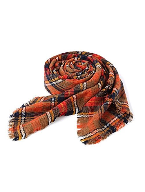 Century Star Women's Stylish Warm Tassels Soft Plaid Tartan Scarf Winter Large Blanket Wrap Shawl