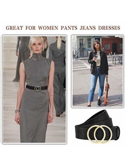WONDAY Women Leather Belt, Geniue Leather Cute Ladies Belt for Jeans Dress Pants with Fashion O-Ring Buckle