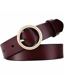 JASGOOD Women's Skinny PU Leather Belt Solid Color Fashion Thin Waist Belt  with Gold Buckle for Jeans Pants 1/2 Width