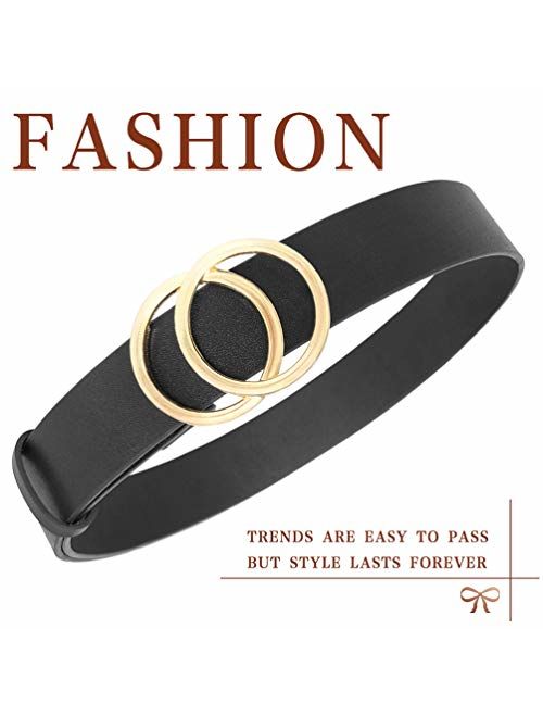 WONDAY Women Leather Belt, Geniue Leather Cute Ladies Belt for Jeans Dress Pants with Fashion O-Ring Buckle