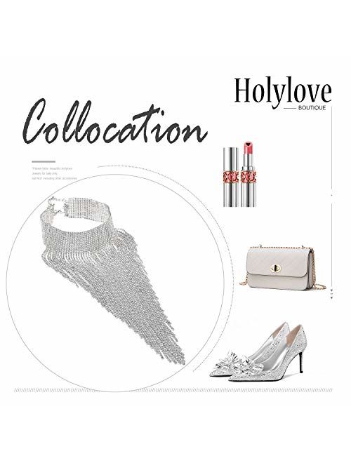 Holylove Body Chains Necklace for Women Rhinestone Statement Costume Jewelry Set Big Formal Sparkly Gift