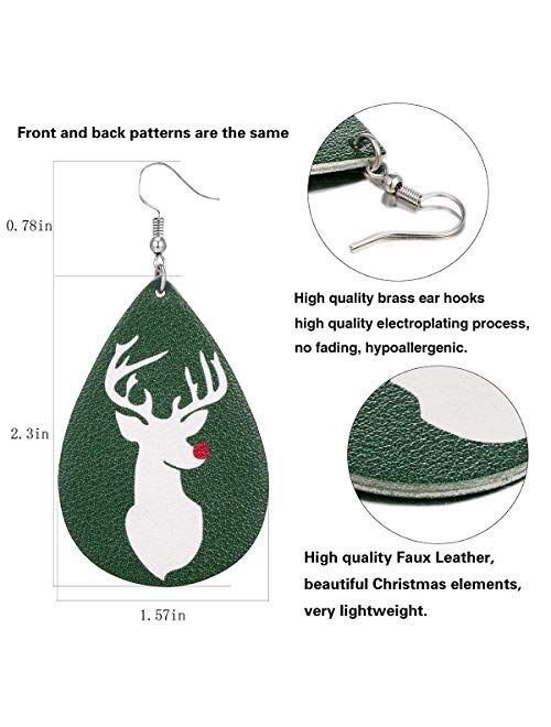 AIDSOTOU 12-16 Pairs Faux Leather Earrings Set for Women Teardrop Drop Dangle Earrings Jewelry Gift