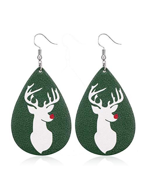 AIDSOTOU 12-16 Pairs Faux Leather Earrings Set for Women Teardrop Drop Dangle Earrings Jewelry Gift