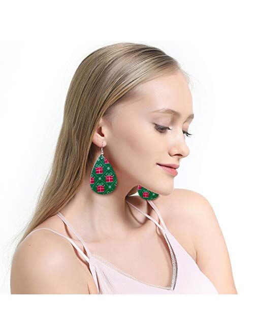AIDSOTOU 12-16 Pairs Faux Leather Earrings Set for Women Teardrop Drop Dangle Earrings Jewelry Gift