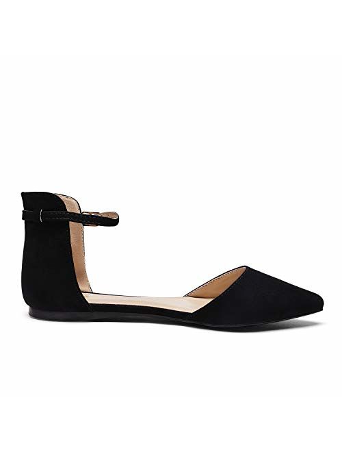 DREAM PAIRS Flapointed Women's Casual D'Orsay Pointed Plain Ballet 