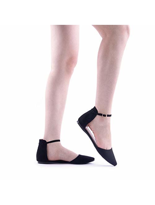 DREAM PAIRS Flapointed Women's Casual D'Orsay Pointed Plain Ballet 