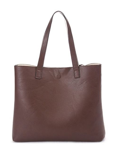 Overbrooke Reversible Tote Bag - Vegan Leather Womens Shoulder Tote with Wristlet