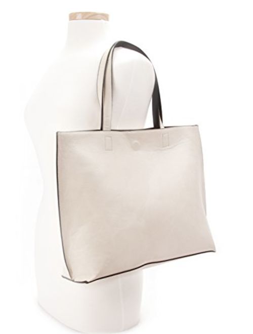 Overbrooke Reversible Tote Bag - Vegan Leather Womens Shoulder Tote with Wristlet