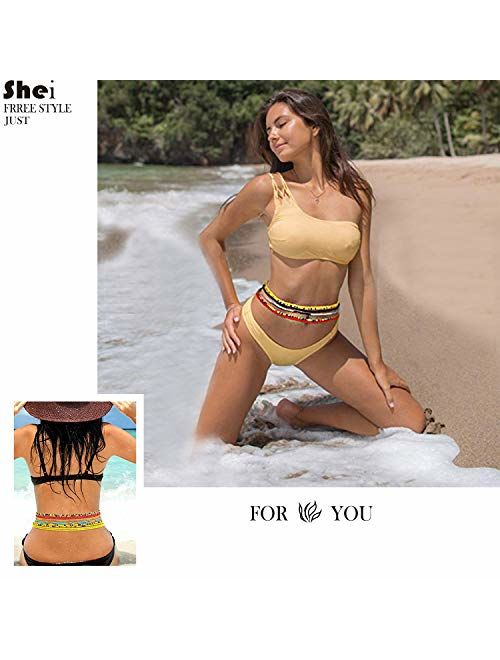 Tuoshei 8 Piece Summer Jewelry Waist Bead Set, Colorful Waist Bead, Belly Bead, African Waist Bead, Body Chain, Beaded Belly Chain, Bikini Jewelry for Woman Girl