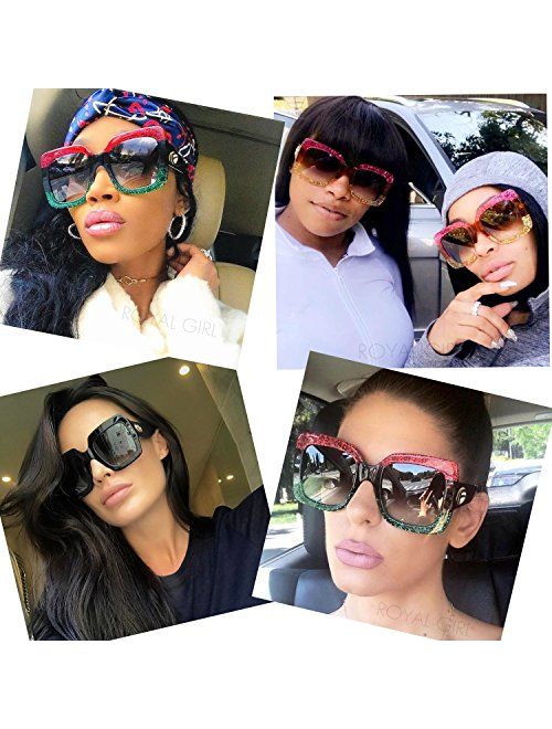 ROYAL GIRL Oversized Square Sunglasses Women Inspired Multi Tinted Frame Fashion Modern Shades