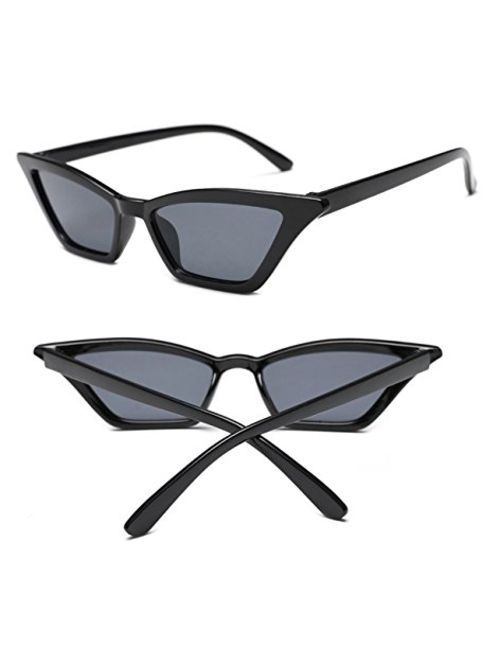 W&Y YING Store Small Cat Eye Sunglass Skinny Retro Frame Y2K Shades Trendy Fun Fashion Glasses
