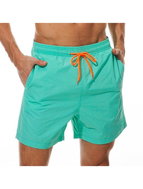 SILKWORLD Men's Swim Trunks Quick Dry Beach Shorts with Pockets