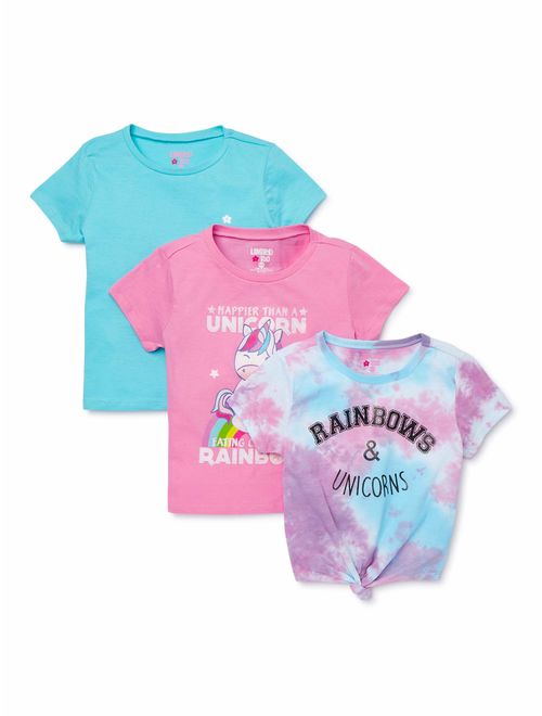 Limited Too Girls' 7-16 Tie-Dye Tie-Front, Graphic and Solid T-Shirts, 3-Pack