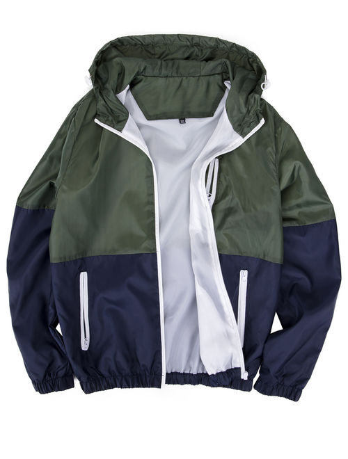 LELINTA Mens Hooded Waterproof Windbreaker Rain Jacket Comfortable Men Leisure Outwear(L-3XL to Choose) Green
