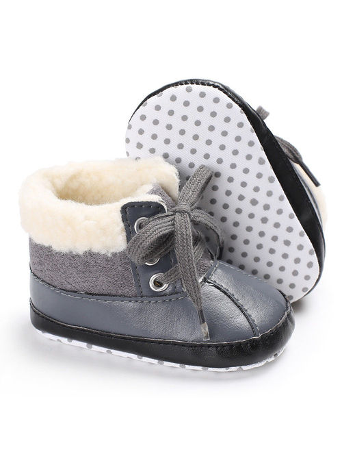 Infant Toddler Shoes Baby Boy Ankle Snow Boots Crib Shoes Anti-slip Sneakers