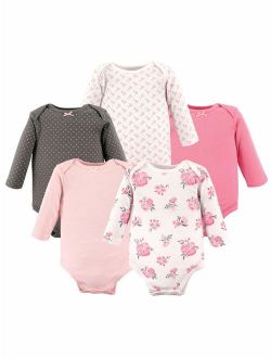 Baby Girl Long Sleeve Bodysuits, 5-pack