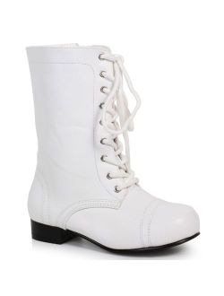 Children's White Ankle Combat Boot