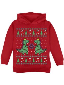 Tree Rex T Rex Ugly Christmas Sweater Toddler Hoodie Red 4T